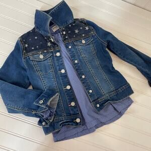 S. Oliver Girls Blue Star Denim Jacket & Pleated Blouse Bundle Size 8